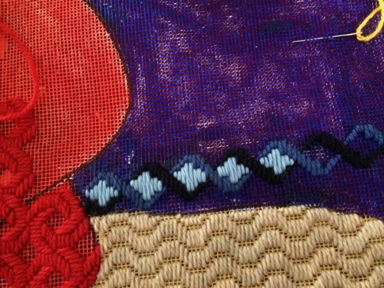 Closeup of water stitch